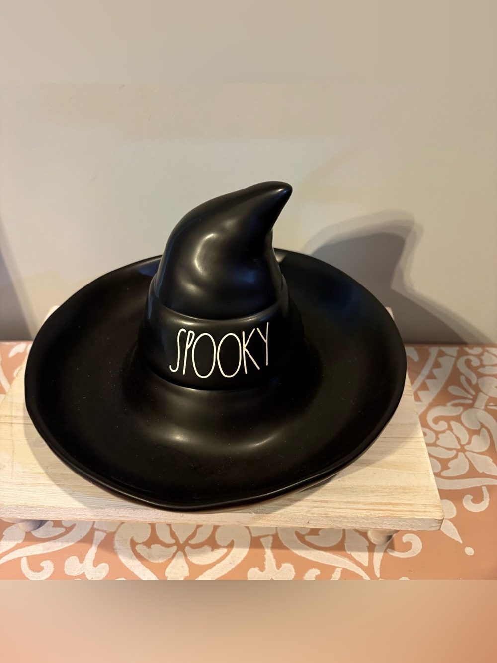 Rae Dunn Spooky Black Witch Hat Chip and Dip Platter